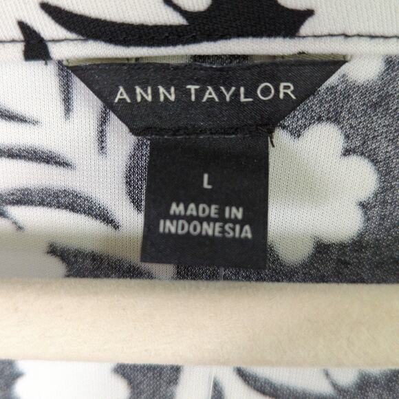 Ann Taylor Wrap Dress Womens L Black White Floral Sleeveless Stretch New - Picture 2 of 9